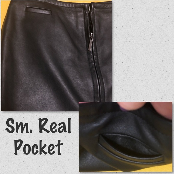 Express Genuine 100% Leather A-Line 2 Way Zipper Classic Sexy Neutral Skirt 9 10 - Picture 8 of 16